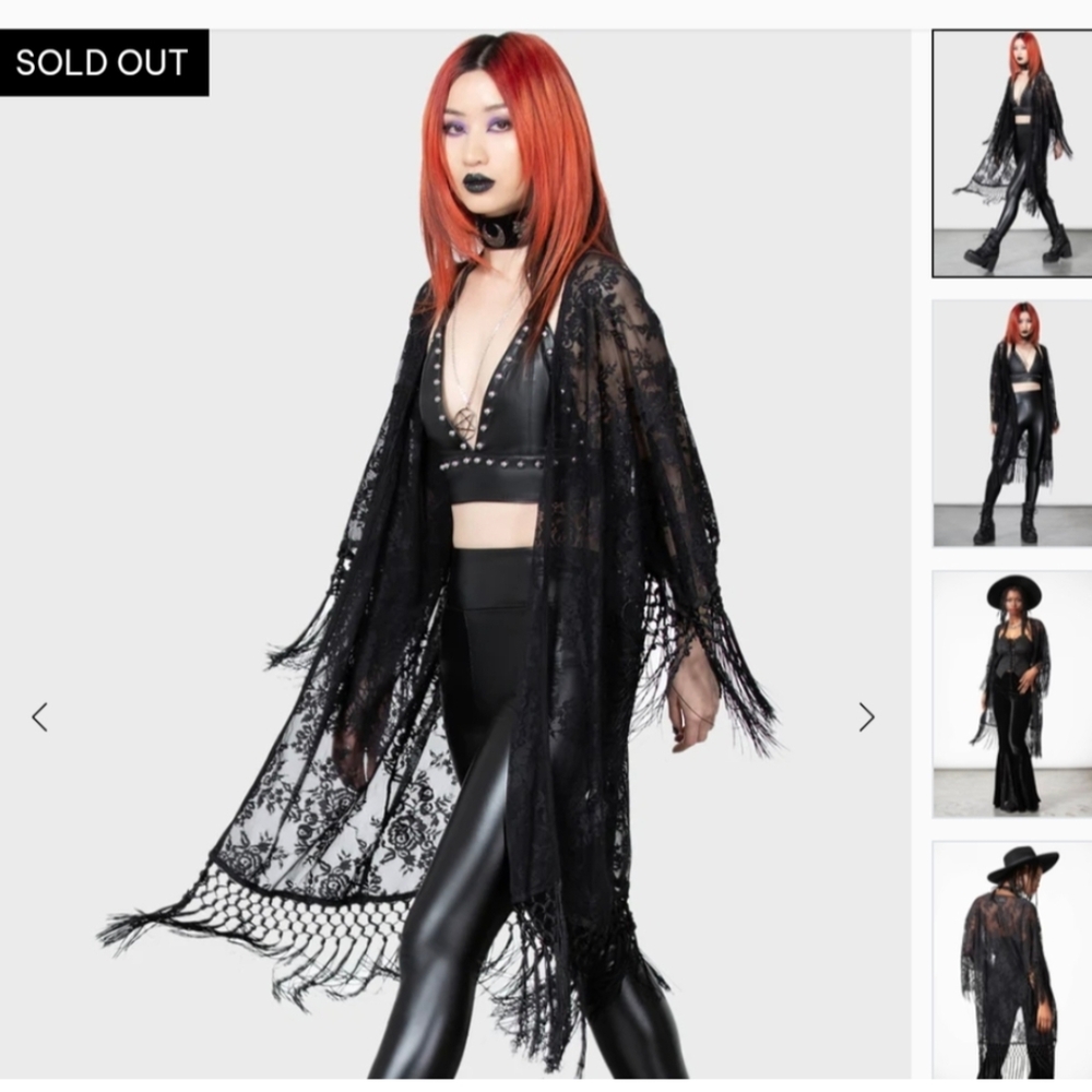 Killstar Black Lace Fringe Kimono